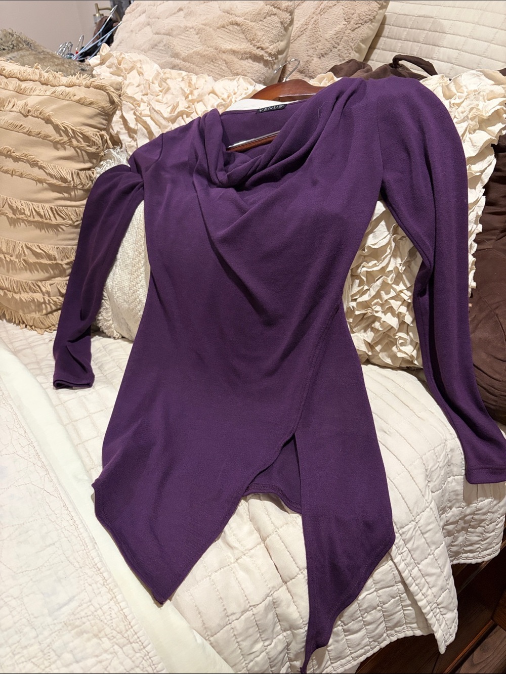 VENUS Purple Draped Long-Sleeve Top